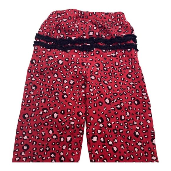 DDG Darlings Red Leopard Print Baby Girl Pants 12M Elastic Waistband & Ruffle - Picture 4 of 7